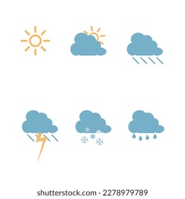 Simple weather icon set. Flat vector isolated on white background