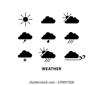 Simple weather icon set on white background.