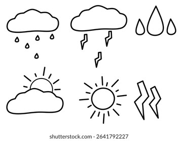 Simple weather icons  flat style