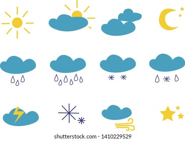 Simple  weather symbol. Weather forecast  minimal icons for your app and website. Line con set of weather.
