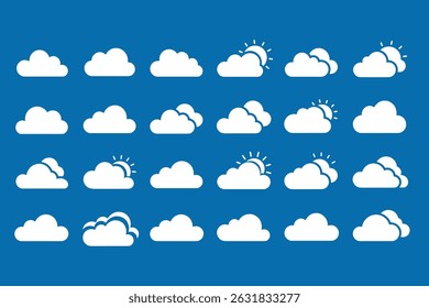 Simple Weather Themed Cloud Illustrations and vector