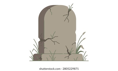 Simple weathered tombstone with grass detail