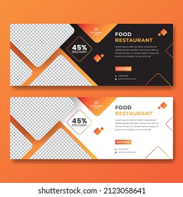 Simple web banner food for restaurant, cafe, food and beverage illustration background design template