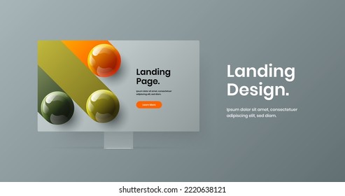 Simple web banner vector design illustration. Vivid monitor mockup site layout.