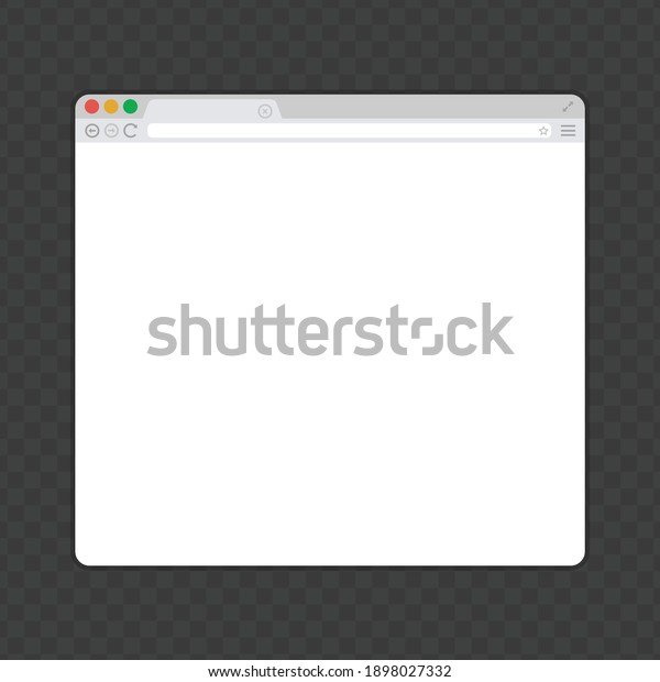 Simple web browser window. Web page mock up\
in trendy flat style. Template of empty, clean internet browser\
windows isolated transparent background.\
