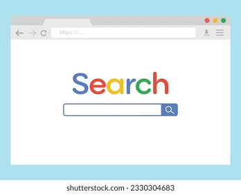 Simple Web browser window to search. browser search. flat vector stock illustration 