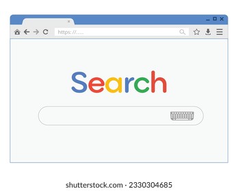 Simple Web browser window to search. browser search. flat vector stock illustration 