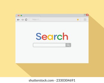 Simple Web browser window to search. browser search. flat vector stock illustration 