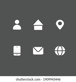 Simple web and contacts icons collection for websites, business cards, business profiles, resumes etc.