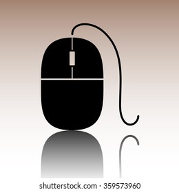 Simple web icon. Black vector illustration with reflection.