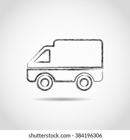 Simple web icon in brush: truck