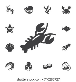 Simple web icon on the white background. Simple sea food icons set
