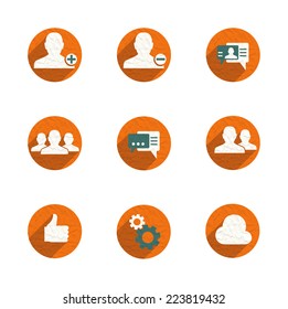 simple web icon set orange