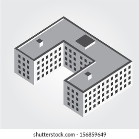 Simple web icon in vector: city building