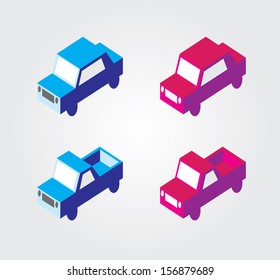 Simple web icon in vector: isometric cars