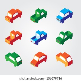 Simple web icon in vector: isometric cars