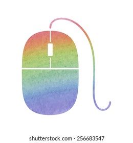 Simple web icon in vector: mouse. Watercolor effect