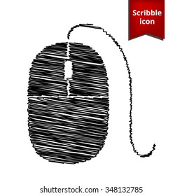 Simple web icon in vector: mouse with chalk effect. Scribble icon for you design. 