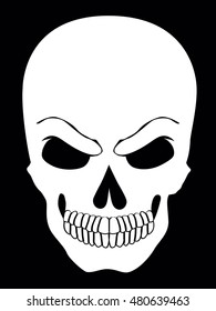 Simple web icon in vector skull black and white  illustration.