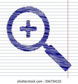 Simple web icon in vector: zoom with pen effect 