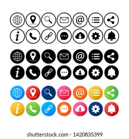Simple web icons set. Universal web icon to use in web and mobile UI, set of basic UI web elements. Vector stock illustration.