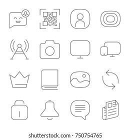 Simple web icons set. Universal web icon to use in web and mobile UI, set of basic UI web elements. Editable Stroke