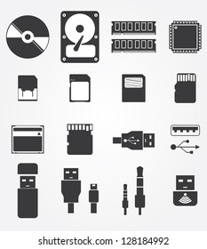 Simple Web Icons Set In Vector: Computer Parts