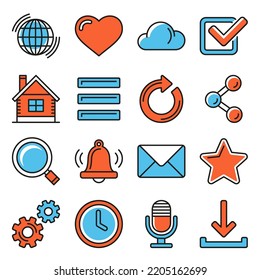 Simple Web and Multimedia Icons Set. Vector illustration