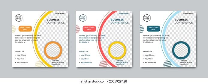 Simple of webinar social media post templates for concept design. Suitable for online marketing promotion banner, webinar, seminar, flyer, ads, and others
