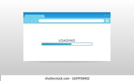 Simple website browser with loading progress page concept. Internet and online surfing things. Vector illustration