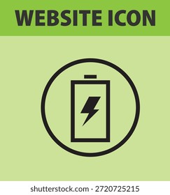Un simple ícono de Sitio web con un símbolo de batería sobre un fondo verde