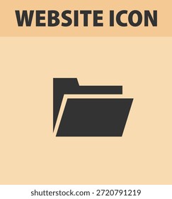 Un simple ícono de Sitio web con una carpeta negra sobre un fondo beige