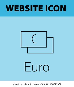 A simple website icon featuring the Euro symbol on a light blue background