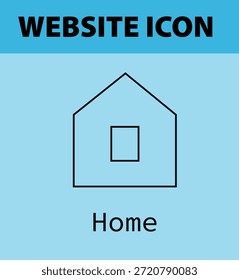 A simple website icon featuring a house symbol on a blue background