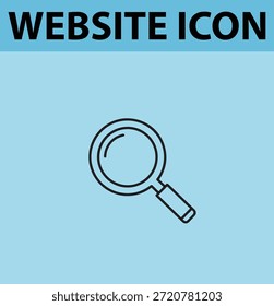 Um ícone simples de site com uma lente de aumento em um plano de fundo azul