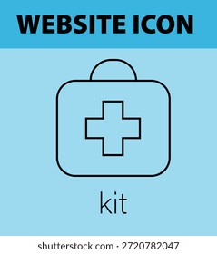 Un ícono de Sitio web simple con un kit médico con una cruz sobre un fondo azul claro