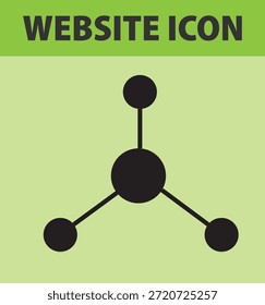 A simple website icon featuring a molecular structure on a green background