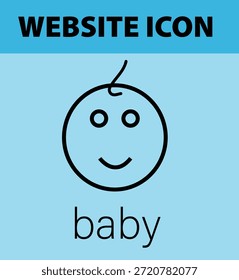 A simple website icon featuring a smiling baby face