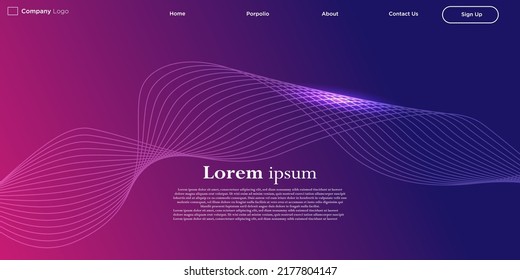 simple website landing page design with dark blue and pink gradient colors. Simple and professional website template