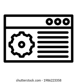 Icono simple de mantenimiento del sitio web en el estilo de esquema. Adecuado para aplicaciones, sitios web, presentaciones, anuncios y muchos más. Editable y redimensionable.