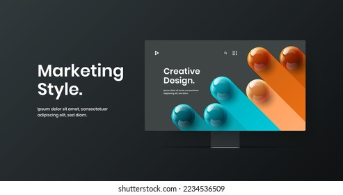 Simple website screen design vector illustration. Minimalistic computer display mockup site layout.