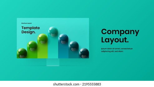 Simple website screen vector design concept. Unique computer monitor mockup presentation layout.