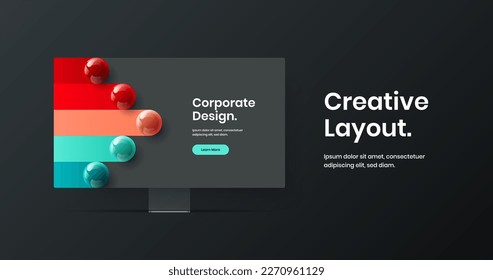 Simple website screen vector design concept. Minimalistic display mockup landing page layout.