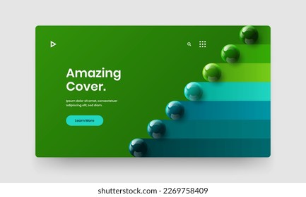 Simple website vector design illustration. Bright 3D spheres landing page layout.