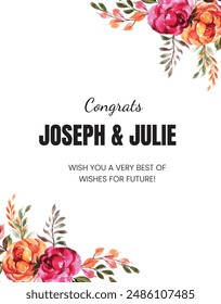 Simple Wedding Invitation Card Design. 
Multiple Colored Floral Card