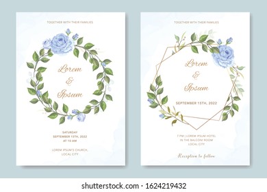 simple wedding invitation card with rose and leaves