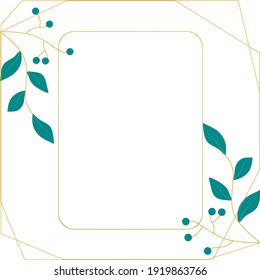 Simple wedding invitation, save the date, bridal shower, baby shower floral style with greenery leaves, tree branch and geometric background template. Vector natural elegant and rustic luxury template