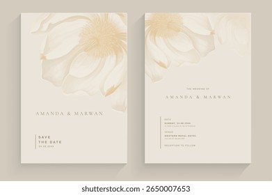 Modelo de convite de casamento simples com arranjo de aquarela de flor estética