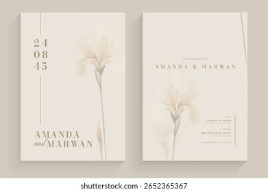 Einfache Hochzeit Einladung Tempate mit ästhetischen Blumen Aquarell Arrangement