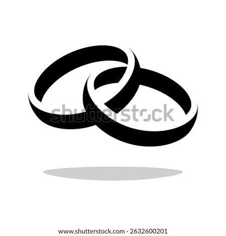 Simple wedding rings black icon isolated on white background.